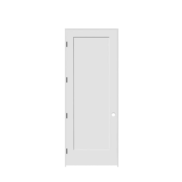 Codel Doors 36" x 96" x 1-3/8" Primed 1-Panel Interior Shaker 7-1/4" RH Prehung Door with Black Hinges 3080pri8401RH1D714 - main